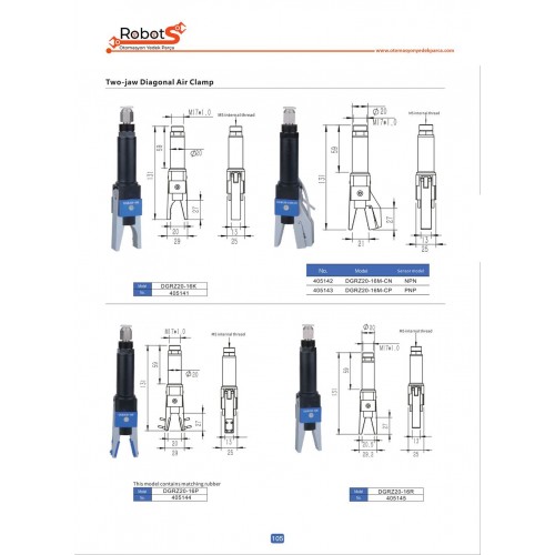 DGRZ20-16K, 16M, 16P ve 16R Gripper