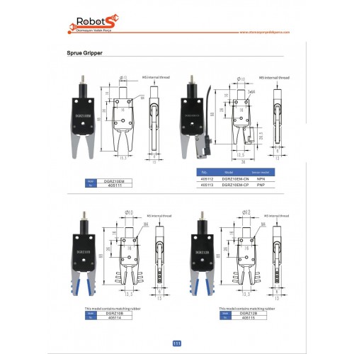 DGRZ10EM, DGRZ10B ve DGRZ12B Gripper
