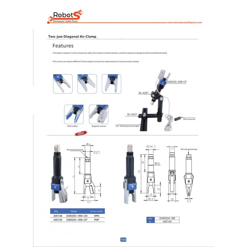 DGRZ20-16W ve 16E Serisi Gripper