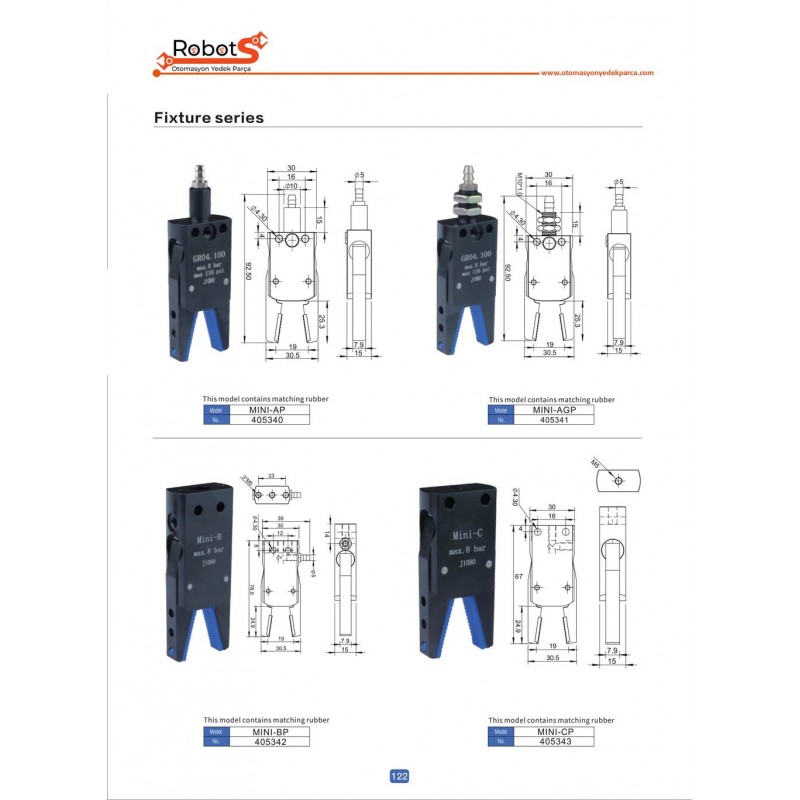 MINI-AP, AGP, BP ve CP Serisi Gripper