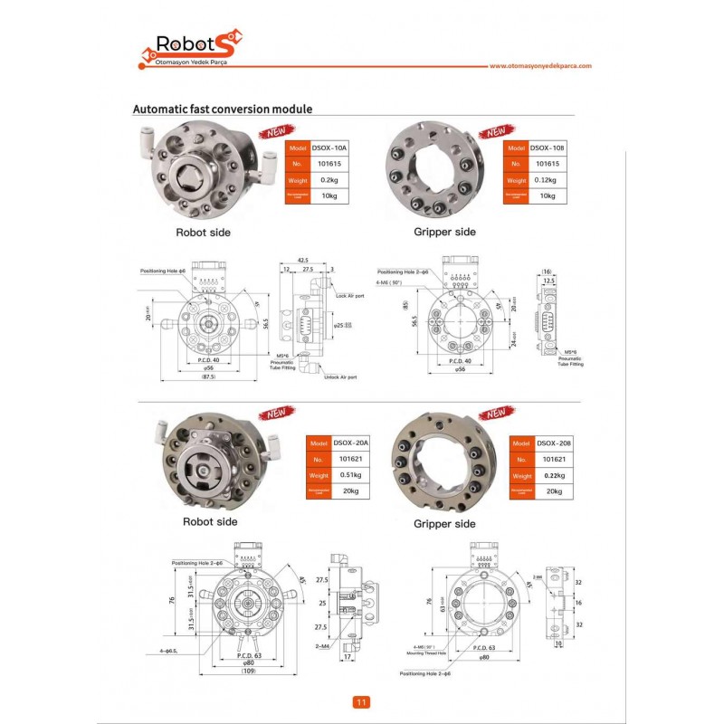 DSOX-10 ve DSOX-20 Otomatik Hızlı Değiştiriciler