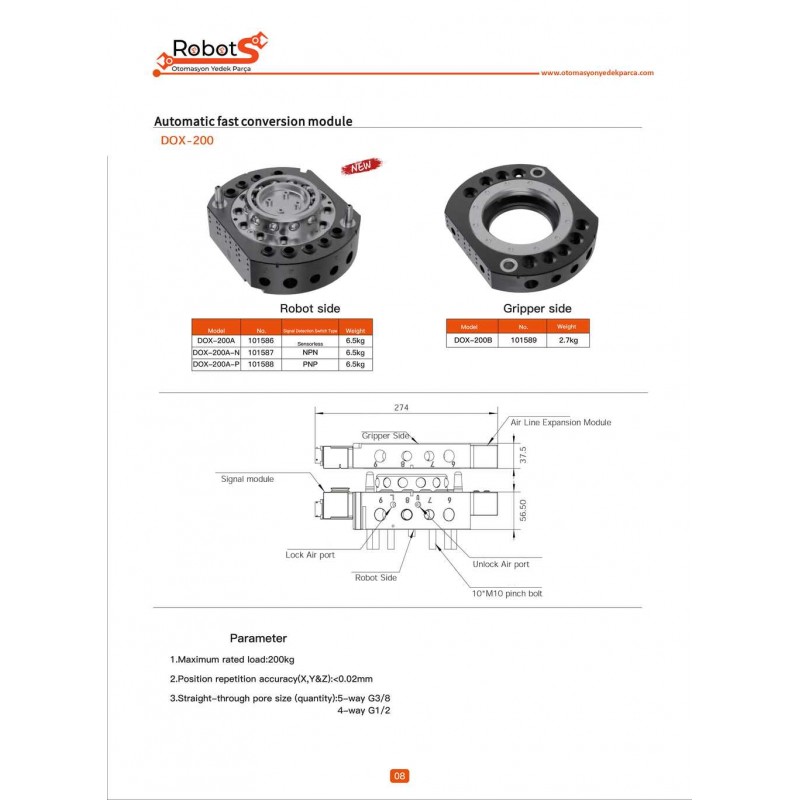 DOX-200 Otomatik Hızlı Değiştirici