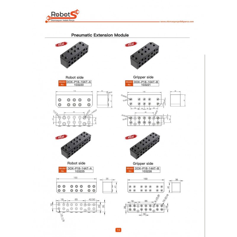 DOX P18 10 ve 14 Hatlı Pnömatik Uzatma Modülleri